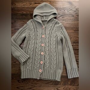 Cozy Cable Knit Hooded Sweater - Tan